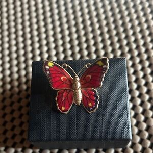 Red and Gold Butterfly Brooch